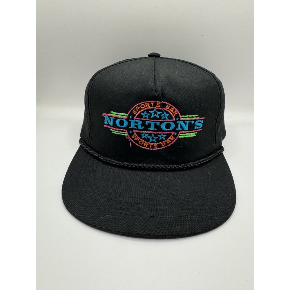 Vintage Norton's Sports Bar Snapback Hat Yupoong Black Rope Cap 90s